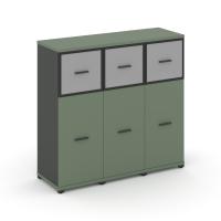 Concept Шкаф 3 узкие секции, 3 ниши CN.STU-334 RMB A Кобо/Антрацит/Металл Антрацит/Сатин 1252*420*1186