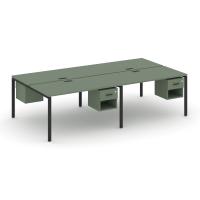 Concept Рабочая станция 6 мест с 2 двухсторонними опорными тумбами CN.DRS-344 W Дуб Винченцо/Антрацит/Металл Белый 4740*1480*750
