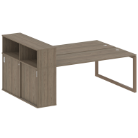 Metal System Quattro Рабочая станция с шкафом-купе на О-образном м/к 50БО.РС-СШК-2.5 Т Вяз Благородный/Металл Мокко 2210*1475*1098