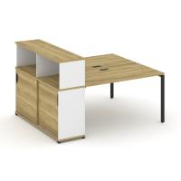 Concept Рабочая станция с опорным шкафом-купе с надставкой низ. CN.DRS-239 B Дуб Винченцо/Белый Бриллиант/Металл Черный 1800*1480*1140