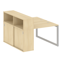Metal System Quattro Рабочая станция с шкафом-купе на О-образном м/к 50БО.РС-СШК-2.1 Т Акация Лорка/Металл Серый 1410*1475*1098