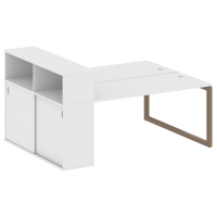 Metal System Quattro Рабочая станция с шкафом-купе на О-образном м/к 50БО.РС-СШК-2.4 Т Белый/Металл Мокко 2010*1475*1098