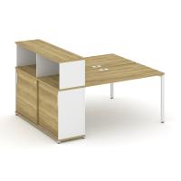 Concept Рабочая станция с опорным шкафом-купе с надставкой низ. CN.DRS-239 W Дуб Винченцо/Белый Бриллиант/Металл Белый 1800*1480*1140