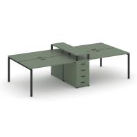 Concept Рабочая станция 4 места с 1 опорной тумбой CN.DRS-436 B Кобо/Металл Черный 3580*1480*917