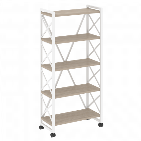 Loft Стеллаж на колесных опорах-5 полок VR.L-MST.K-5.8 Дуб Аттик/Металл Белый 800*400*1704