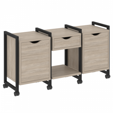 Loft Тумба на колесных опорах VR.L-TN-7.K Дуб Аттик/Металл Черный 1440*460*767