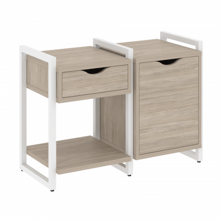 Loft Тумба на регулируемых опорах VR.L-TN-3.O Дуб Аттик/Металл Белый 970*460*719
