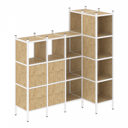 Loft Угловой внутренний стеллаж VR.L-47 Тиквуд Светлый/Металл Белый 1694*862*1869
