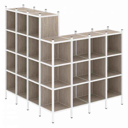 Loft Угловой внешний стеллаж наборный VR.L-60 Дуб Аттик/Металл Белый 1694*1694*1869