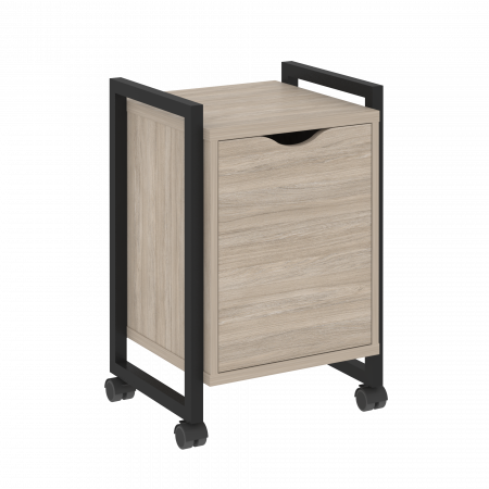 Loft Тумба на колесных опорах+фасад VR.L-T2.K Дуб Аттик/Металл Черный 500*460*767
