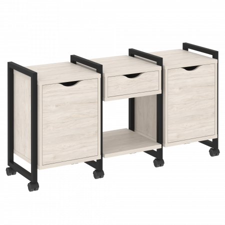 Loft Тумба на колесных опорах VR.L-TN-7.K Денвер Светлый/Металл Черный 1440*460*767