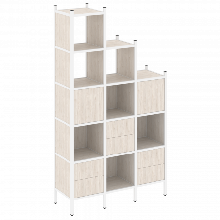 Loft Прямой стеллаж VR.L-22 Денвер Светлый/Металл Белый 1278*446*2280