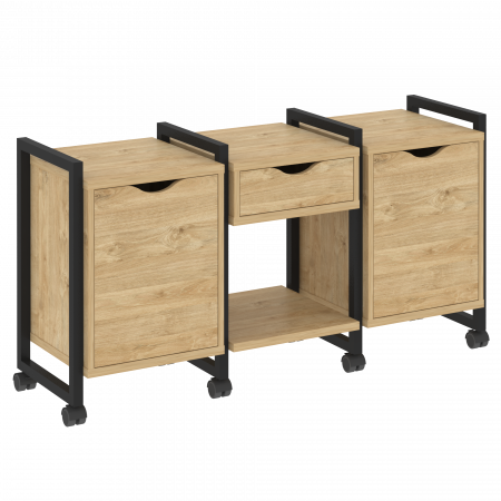 Loft Тумба на колесных опорах VR.L-TN-7.K Тиквуд Светлый/Металл Черный 1440*460*767