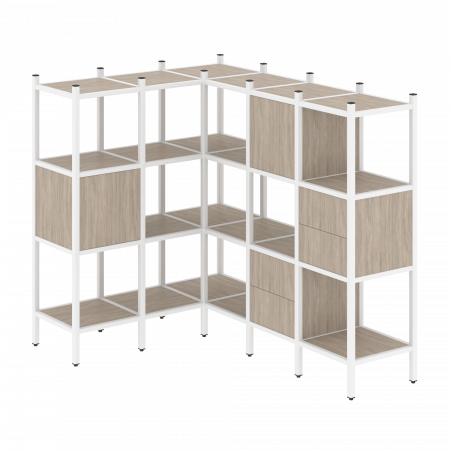 Loft Угловой внутренний стеллаж VR.L-30 Дуб Аттик/Металл Белый 1278*1278*1458