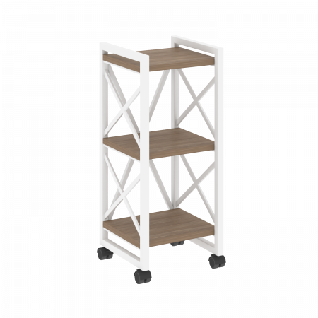 Loft Стеллаж на колесных опорах-3 полки VR.L-MST.K-3.4 Дуб Аризона/Металл Белый 400*400*968