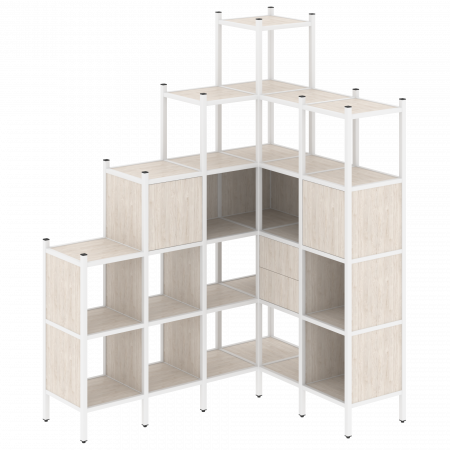 Loft Угловой внутренний стеллаж VR.L-44 Денвер Светлый/Металл Белый 1694*1278*2280