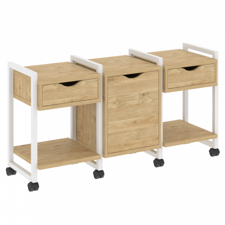 Loft Тумба на колесных опорах VR.L-TN-6.K Тиквуд Светлый/Металл Белый 1440*460*767