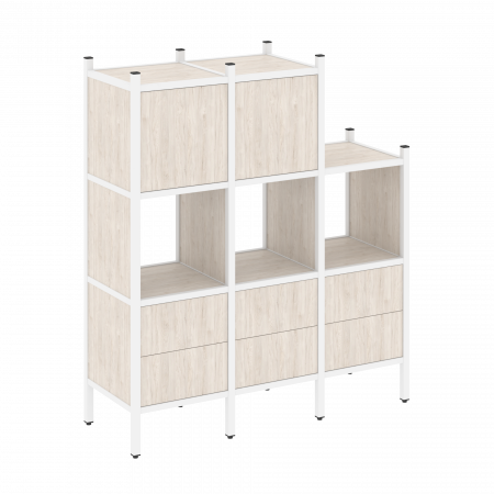 Loft Прямой стеллаж VR.L-15 Денвер Светлый/Металл Белый 1278*446*1458