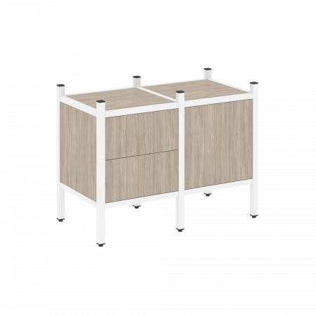 Loft Прямой стеллаж VR.L-01 Дуб Аттик/Металл Белый 862*446*636