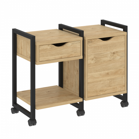 Loft Тумба на колесных опорах VR.L-TN-3.K Тиквуд Светлый/Металл Черный 970*460*767