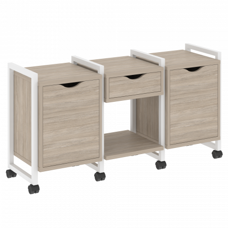 Loft Тумба на колесных опорах VR.L-TN-7.K Дуб Аттик/Металл Белый 1440*460*767
