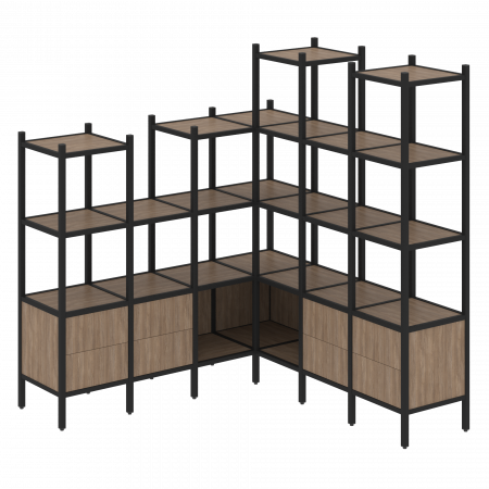 Loft Угловой внутренний стеллаж VR.L-41 Дуб Аризона/Металл Черный 1694*1694*1869
