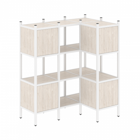 Loft Угловой внутренний стеллаж VR.L-29 Денвер Светлый/Металл Белый 1278*862*1458