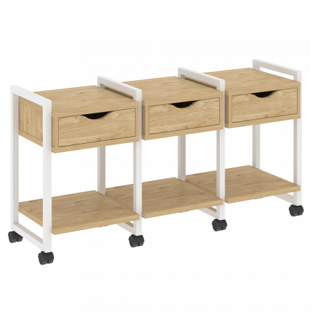 Loft Тумба на колесных опорах VR.L-TN-4.K Тиквуд Светлый/Металл Белый 1440*460*767