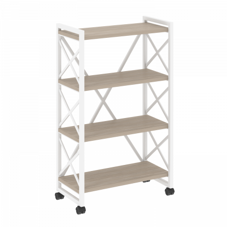 Loft Стеллаж на колесных опорах-4 полки VR.L-MST.K-4.8 Дуб Аттик/Металл Белый 800*400*1334