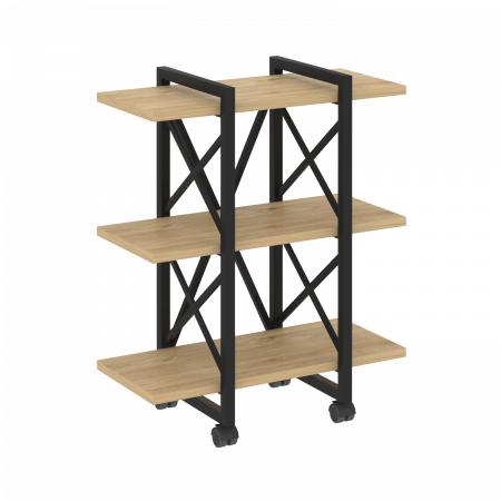 Loft Стеллаж на колесных опорах-3 полки VR.L-MST.K-3.4V Тиквуд Светлый/Металл Черный 800*400*968