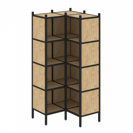 Loft Угловой внутренний стеллаж VR.L-31 Тиквуд Светлый/Металл Черный 862*862*1869