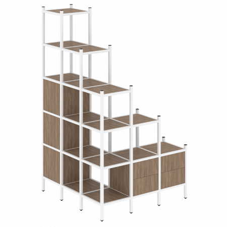 Loft Угловой внешний стеллаж наборный VR.L-59 Дуб Аризона/Металл Белый 1278*1278*2280