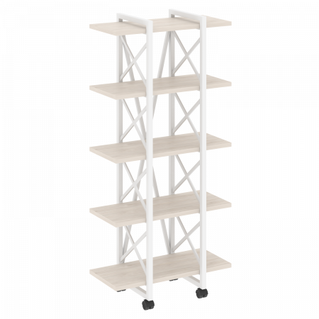 Loft Стеллаж на колесных опорах-5 полок VR.L-MST.K-5.4V Денвер Светлый/Металл Белый 800*400*1704