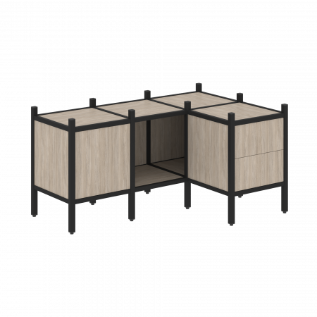 Loft Угловой внутренний стеллаж VR.L-26 Дуб Аттик/Металл Черный 1278*862*636