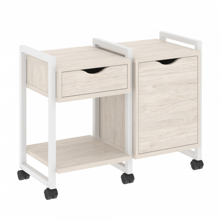 Loft Тумба на колесных опорах VR.L-TN-3.K Денвер Светлый/Металл Белый 970*460*767