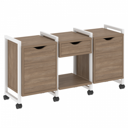 Loft Тумба на колесных опорах VR.L-TN-7.K Дуб Аризона/Металл Белый 1440*460*767