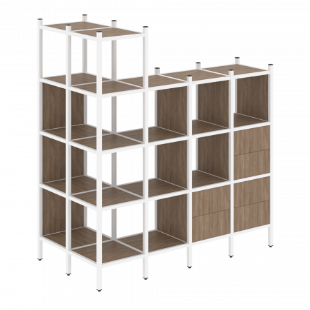 Loft Угловой внешний стеллаж наборный VR.L-57 Дуб Аризона/Металл Белый 862*1694*1869