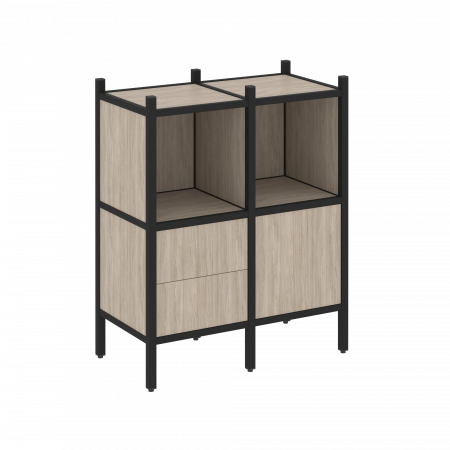 Loft Прямой стеллаж VR.L-02 Дуб Аттик/Металл Черный 862*446*1047