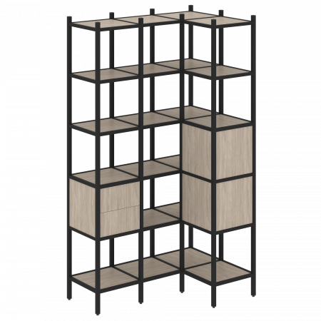 Loft Угловой внутренний стеллаж VR.L-35 Дуб Аттик/Металл Черный 1278*862*2280