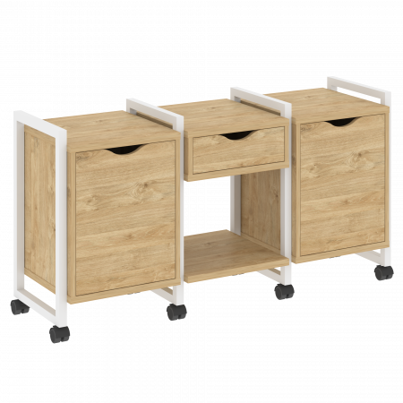 Loft Тумба на колесных опорах VR.L-TN-7.K Тиквуд Светлый/Металл Белый 1440*460*767