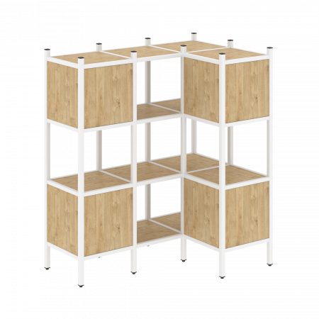 Loft Угловой внутренний стеллаж VR.L-29 Тиквуд Светлый/Металл Белый 1278*862*1458
