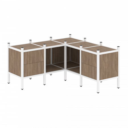 Loft Угловой внутренний стеллаж VR.L-27 Дуб Аризона/Металл Белый 1278*1278*636