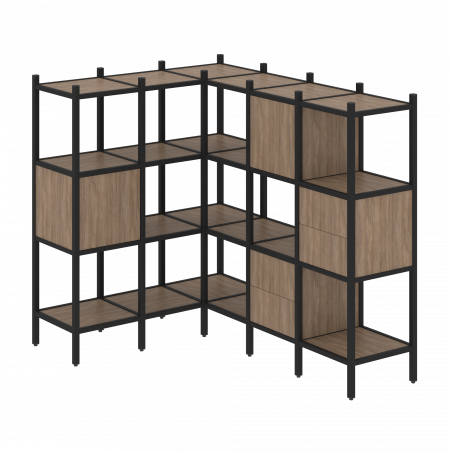 Loft Угловой внутренний стеллаж VR.L-30 Дуб Аризона/Металл Черный 1278*1278*1458