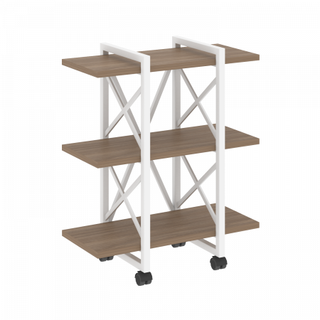 Loft Стеллаж на колесных опорах-3 полки VR.L-MST.K-3.4V Дуб Аризона/Металл Белый 800*400*968