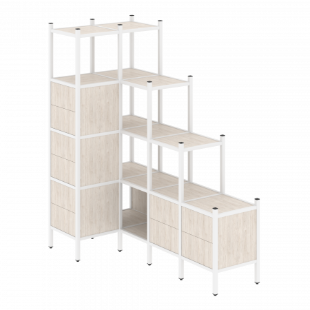 Loft Угловой внутренний стеллаж VR.L-42 Денвер Светлый/Металл Белый 862*1694*1869