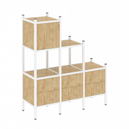 Loft Прямой стеллаж VR.L-12 Тиквуд Светлый/Металл Белый 1278*446*1458
