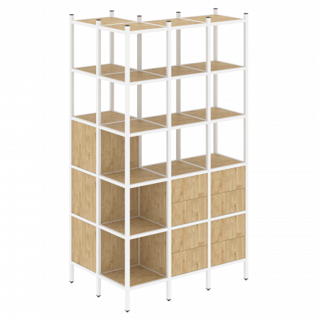 Loft Угловой внешний стеллаж наборный VR.L-54 Тиквуд Светлый/Металл Белый 862*1278*2280