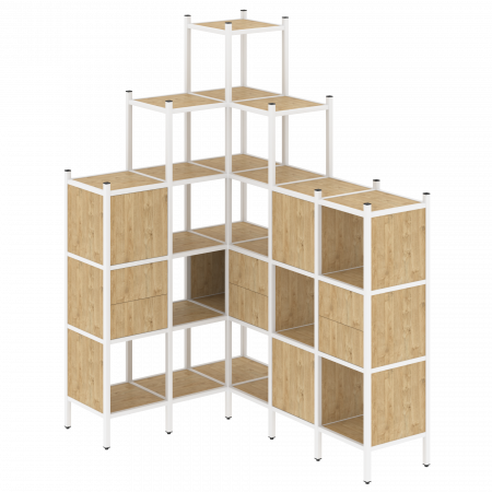 Loft Угловой внутренний стеллаж VR.L-43 Тиквуд Светлый/Металл Белый 1278*1694*2280