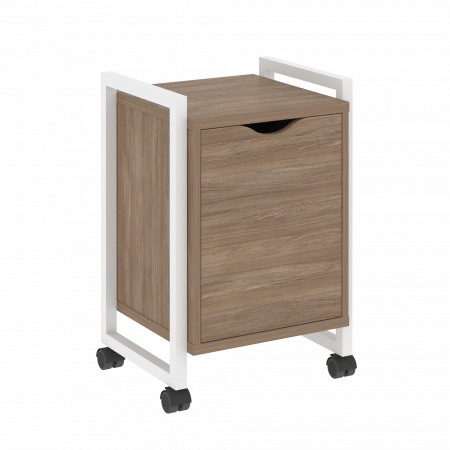 Loft Тумба на колесных опорах+фасад VR.L-T2.K Дуб Аризона/Металл Белый 500*460*767