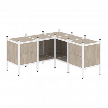 Loft Угловой внутренний стеллаж VR.L-27 Дуб Аттик/Металл Белый 1278*1278*636